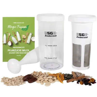 ESGE Mixbehälter für Stabmixer 7500 Magic Fusion | Zubehör für pflanzliche Milch, Smoothies, Suppen | Set, 1 L, weiß