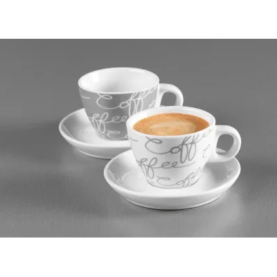 Ritzenhoff & Breker Espressotassen Set | 2 Tassen mit Untertassen | 80ml | New Bone China | grau