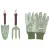Bild: ESSCHERT DESIGN Gartengeräte Set 3-teilig | inkl. Handschuhe | Edelstahl & Eukalyptusholz | 10,6x0,9x23 cm