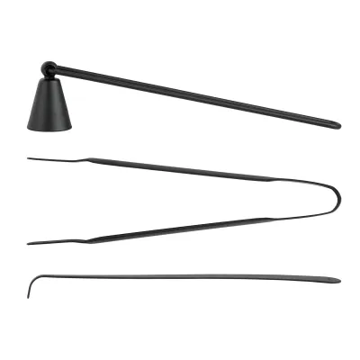 Esschert Design Kerzenpflegeset FF479 | 3-teilig | Kerzenlöscher, Dochtzange, Schöpflöffel | Metall | Schwarz