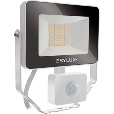 ESYLUX LED-Strahler AFL BASIC 10W 1000lm 3000K | Bewegungsmelder | IP65 | Aluminium weiß | Außenstrahler | schwenkbar