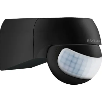 ESYLUX Bewegungsmelder MD 180 BASIC L EM10055515 | 180° PIR Sensor | Aufputz | IP44 | 230V | Reichweite 12m | schwarz