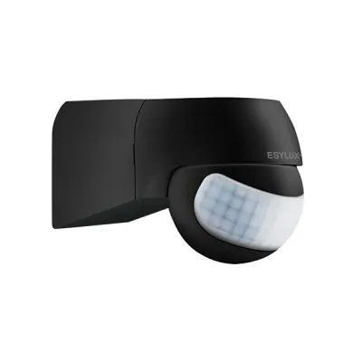ESYLUX Bewegungsmelder MD 180 BASIC L EM10055515 | 180° PIR Sensor | Aufputz | IP44 | 230V | Reichweite 12m | schwarz