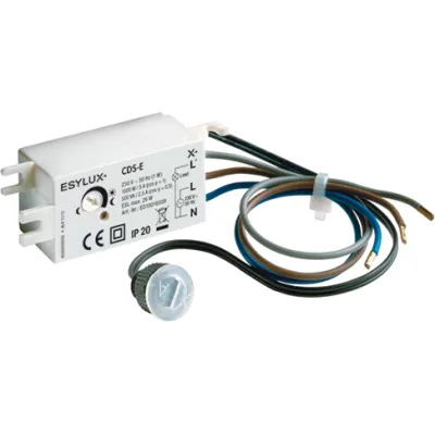 ESYLUX Dämmerungsschalter CDS-E ED10016509 | Einbau-Unterputz | 230V 1000W | Lichtsensor separat | IP44 | weiß RAL 9010