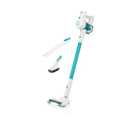 Hyundai Akku-Staubsauger VC938 | kabellos & beutellos | 21,6V Li-Ion | HEPA-Filter | LED | weiß/türkis