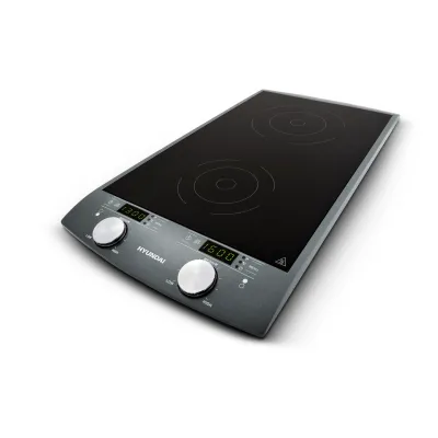 Hyundai Induktionskochfeld Doppelkochplatte HYUIND233 | 2 Kochzonen | 10 Leistungsstufen | 60–240 °C | Timer | schwarz