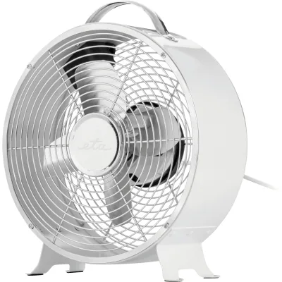 ETA Bodenventilator RINGO 0608 | 26cm Korbdurchmesser | Retrodesign | Vollmetall | 2 Stufen | 25W | Weiß