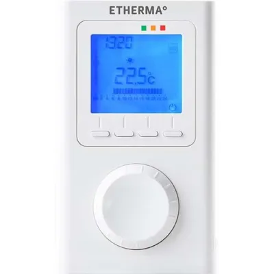 Etherma Funk-Raumthermostat ET-14A 40595 | Uhr | LCD-Anzeige | Wochenprogramm | batteriebetrieben | Weiß