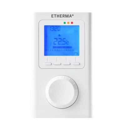 Etherma Funk-Raumthermostat ET-14A 40595 | Uhr | LCD-Anzeige | Wochenprogramm | batteriebetrieben | Weiß