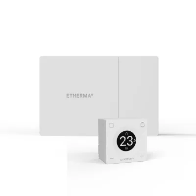 ETHERMA Smart-Thermostat Set ET-SMARTSET-TH-W | Funkempfänger & WiFi-Thermostat | Fernsteuerung | Touchscreen | weiß