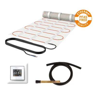 ETHERMA Fußbodenheizung Set eFLOOR PRO-P 5m² 750W | Heizkabel 150W/m² | inkl. eTOUCH PRO Thermostat | PFAS-frei