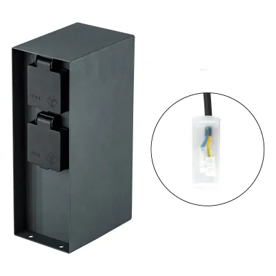 EVN 4-fach Energieverteiler 230416 | IP44 Outdoor Verteiler | Edelstahl matt | 220-240V | 3680W | anthrazit