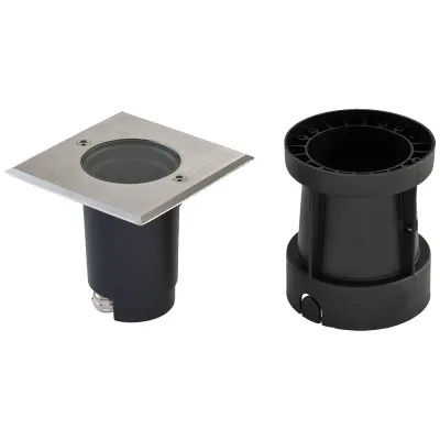EVN Bodeneinbauleuchte 230V | GU10 35W | IP67 | schwenkbar | quadratisch | Edelstahl | überfahrbar | 120x120mm