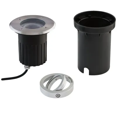 EVN Bodeneinbauleuchte 678710 | GU10 | 230V | IP67 | schwenkbar | V2A Edelstahl | rund | 35W | Ø125mm | 1m Zuleitung
