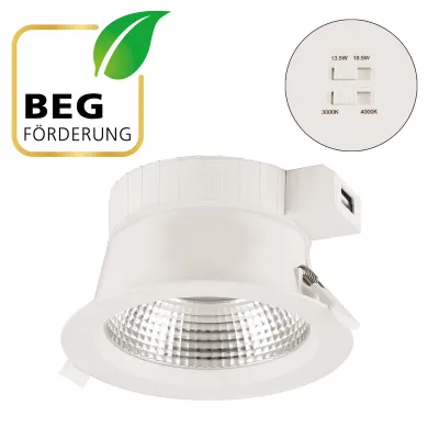 EVN LED Deckeneinbauleuchte DSR54180125 rund | 13,5W/18,5W | 3000-4000K | IP54 | 2403lm | Ø172mm | weiß