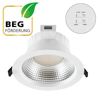 EVN LED Deckeneinbauleuchte DSR54190125 | 13,5-18,5W | 3000-4000K | 2403lm | IP54 | Einbaustrahler | Ø190mm | weiß