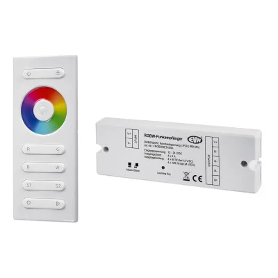EVN RGBW Funk-Controller-Set FRGBWSET4X5A | LED Steuerung 12-24V DC | 4 Kanäle | Dimmbar | Handsender | IP20