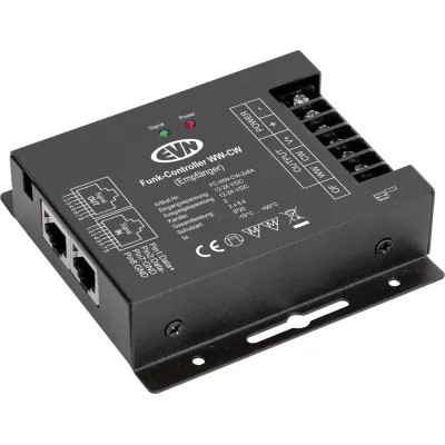 EVN Funk-Controller-Empfänger FCWWCW2X8A | 12-24V DC | 2x8A | LED Steuerung Warmweiß-Kaltweiß | IP20 | Metall | RJ45