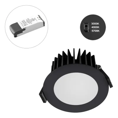 EVN LED Deckeneinbauleuchte L44N101625 | rund | 10W | 3000–5700K CCT | dimmbar | 1200lm | IP44 | anthrazit