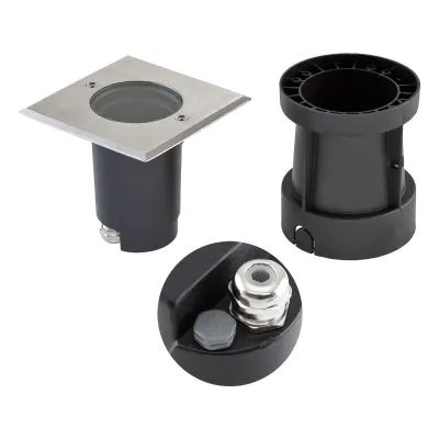 EVN Bodeneinbauleuchte 679435EV | quadratisch | IP67 | schwenkbar | GU10 | 35W 230V | überrollbar | Edelstahl