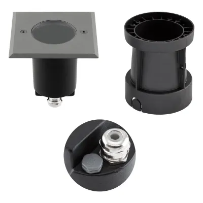 EVN Bodeneinbauleuchte 679435A | LED | IP67 | schwenkbar | GU10 Fassung | 35W | Edelstahl/Alu | 120x120mm | anthrazit