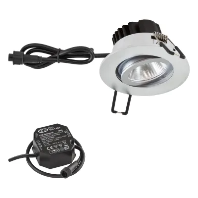 EVN LED Deckeneinbauleuchte PC650N61540 | Einbaustrahler rund schwenkbar | 6W 4000K 683lm | IP65 | Chrom | Aluminium
