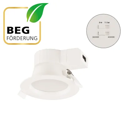 EVN LED Deckeneinbauleuchte DSM54070125 | Downlight rund | 7,5W 3000-4000K CCT | 900lm | IP54 | Einbau 95mm
