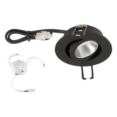EVN LED-Einbaustrahler PC20D60902 | 6W 3000K 620lm | schwenkbar | DALI & Push-Dimmbar | rund Ø83mm | Aluminium | schwarz