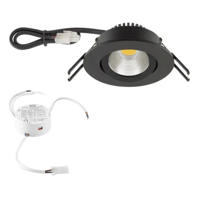 EVN LED-Einbaustrahler PC20D60902 | 6W 3000K 620lm | schwenkbar | DALI & Push-Dimmbar | rund Ø83mm | Aluminium | schwarz