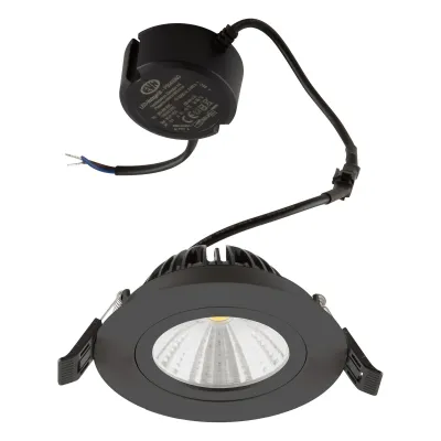 EVN LED Einbaustrahler PS54060902 | 5,5W | 3000K warmweiß | 662lm | schwenkbar | dimmbar | rund | IP54 | schwarz