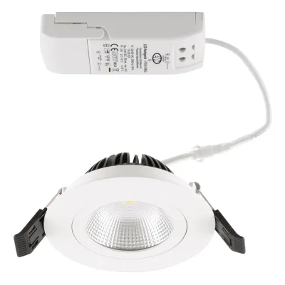 EVN LED-Einbaustrahler PS54100102 | Deckenleuchte schwenkbar | 10W 3000K 1237lm | IP54 | CRI90 | Aluminium weiß