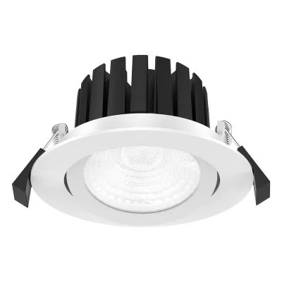 EVN LED Einbaustrahler P65130102 | 13W 1412lm 3000K | schwenkbar dimmbar | Feuchtraum IP65 | Aluminium weiß
