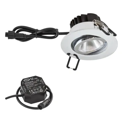 EVN LED Einbaustrahler PC650N61102 | 6W 620lm 3000K | schwenkbar | dimmbar | IP65 | Chrom | Ø83mm | Bad
