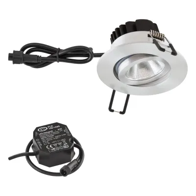 EVN LED Deckeneinbaustrahler PC650N61402 | 6W | 3000K warmweiß | 620lm | IP65 | dimmbar | schwenkbar | Aluminium rund