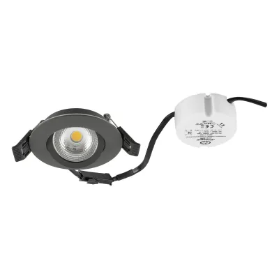 EVN LED Deckeneinbaustrahler E44061602 | 6W | 3000K warmweiß | 683lm | schwenkbar | dimmbar | IP44 | rund | anthrazit