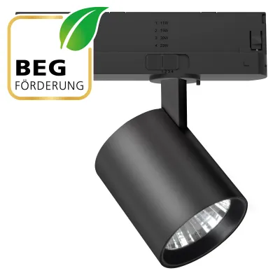 EVN LED Schienenstrahler TS250940 | 3-Phasen | 11-25W | 4000K | CRI 90 | IP20 | Aluminium schwarz | dreh- & schwenkbar