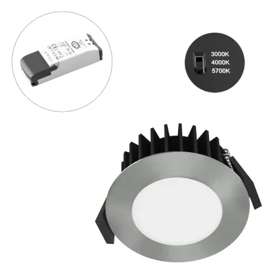 EVN LED Einbaustrahler L54N101325 | Downlight 10W dimmbar | 3000-5700K CCT | IP54 | 1014lm | Ø68mm | Aluminium Chrom