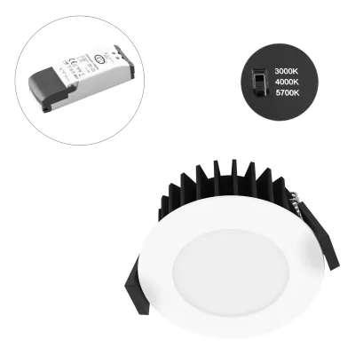 EVN LED Deckeneinbauleuchte L54N070125 Downlight | 7W dimmbar | 3000-5700K einstellbar | IP54 | Ø 85mm | Aluminium weiß