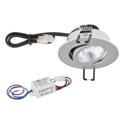 EVN LED Deckeneinbauleuchte PC20N31502 | 3W 300lm 3000K | schwenkbar | rund | Aluminium Chrom matt | dimmbar | Ø68mm