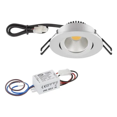 EVN LED Deckeneinbauleuchte PC20N31502 | 3W 300lm 3000K | schwenkbar | rund | Aluminium Chrom matt | dimmbar | Ø68mm