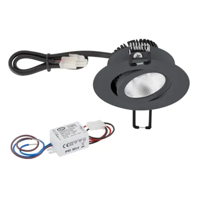 EVN LED Deckeneinbauleuchte PC20N31602 | 3W | 300lm | 3000K warmweiß | schwenkbar | Ø83mm | anthrazit