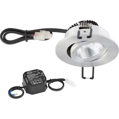 EVN LED Einbaustrahler PC20N61402 | 6W 3000K | dimmbar | schwenkbar | 620lm | Ø68mm | IP20 | Aluminium glänzend
