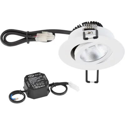 EVN LED Deckeneinbauleuchte PC20N60102 | Einbaustrahler 6W 3000K 620lm | schwenkbar | rund | dimmbar | Alu/Glas | weiß