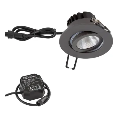 EVN LED Deckeneinbauleuchte PC650N61602 | 6W 3000K 620lm | IP65 | schwenkbar | dimmbar | Ø83mm | Aluminium anthrazit