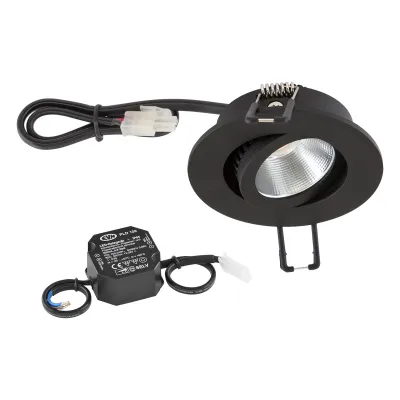 EVN P-LED Deckeneinbauleuchte | 6W | 3000K | 620lm | schwenkbar | Ø68mm | IP20 | CRI90 | schwarz