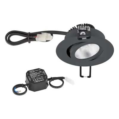 EVN P-LED Deckeneinbauleuchte PC20N91602 | LED 8,4W 3000K 1010lm | rund schwenkbar | Aluminium anthrazit | IP20