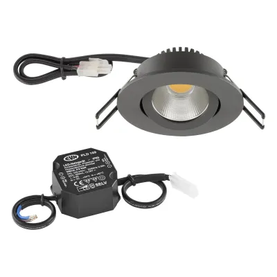 EVN P-LED Deckeneinbauleuchte PC20N91602 | LED 8,4W 3000K 1010lm | rund schwenkbar | Aluminium anthrazit | IP20