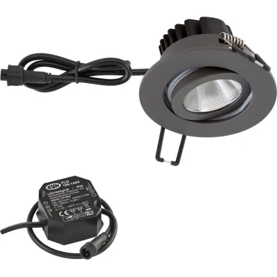 EVN LED Deckeneinbauleuchte PC650N91602 | 8,4W 1010lm 3000K | IP65 | schwenkbar | dimmbar Phasenanschnitt | anthrazit
