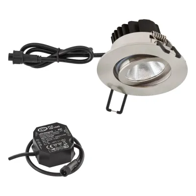 EVN LED Einbaustrahler PC650N91302 | Deckeneinbauleuchte rund IP65 8,4W 1010lm dimmbar schwenkbar 3000K Edelstahl