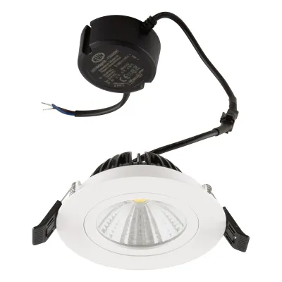 EVN LED Einbaustrahler PS54060102 | 5,5W | 3000K warmweiß | 662lm | schwenkbar | dimmbar | IP54 | Ø83mm | weiß